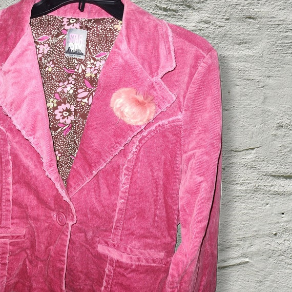 Y2K pink corduroy  jacket NWOT, sz. S. Boho Shabb… - image 2