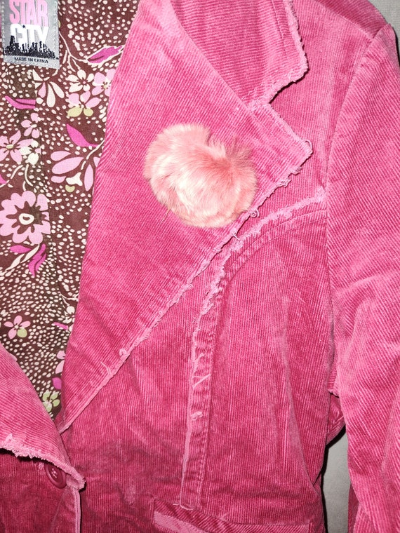 Y2K pink corduroy  jacket NWOT, sz. S. Boho Shabb… - image 4