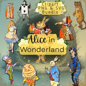 Alice in Wonderland Clipart Bundle Set | Whimsical PNGs | SVG Files | Digital Download