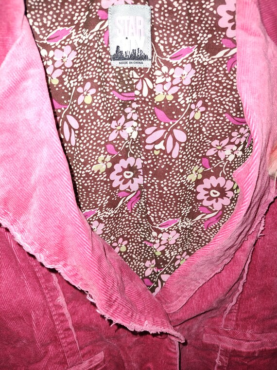 Y2K pink corduroy  jacket NWOT, sz. S. Boho Shabb… - image 3