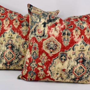 20&quot; Red/Navy/Grey Print Pillow Covers (Set of 2)