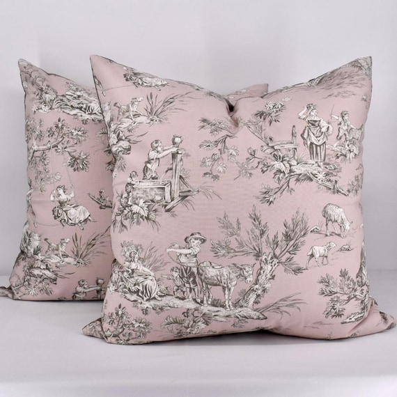 24 Pink grey Tapestry Print Throw Pillow With Metal Zipper Etsy