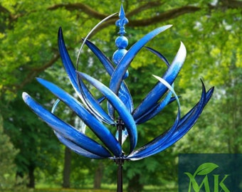 Lotus Magical Windmill, 3D Metal Wind Spinner, Kinetic Windmill, Wind Chime, Gardening Gift Rustic Decoration, Colored Garden Decor