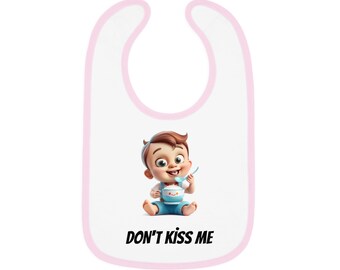 Bavaglino in cotone per neonata - Idea regalo per neonato unica "Don't Kiss Me" - articoli per neonati, bavaglino personalizzato, non baciarmi, regalo per neonati, regali per neonati, bambina
