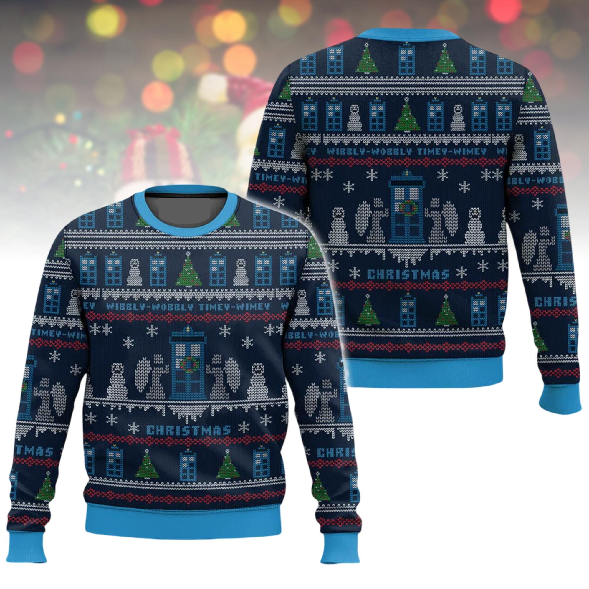 Discover Doctor Who Ugly Christmas Sweater, Tardis Xmas Sweater, Wibbly Wobbly Ugly Sweater, Holiday Gift