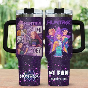 Custom Kpop Huntrix Tumbler 40Oz, Kpop Demon Hunters Tumbler, Kpop Huntrix Drinkware, Huntrix Tumbler, Huntrix Mira Rumi Zoey Fan Merch