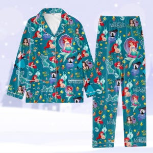 Ariel Pajamas Christmas, The Little Mermaid Pajamas, Disneyland Princess Pajamas, Magic Kingdom Pajamas Set, Ariel Princess Pajamas