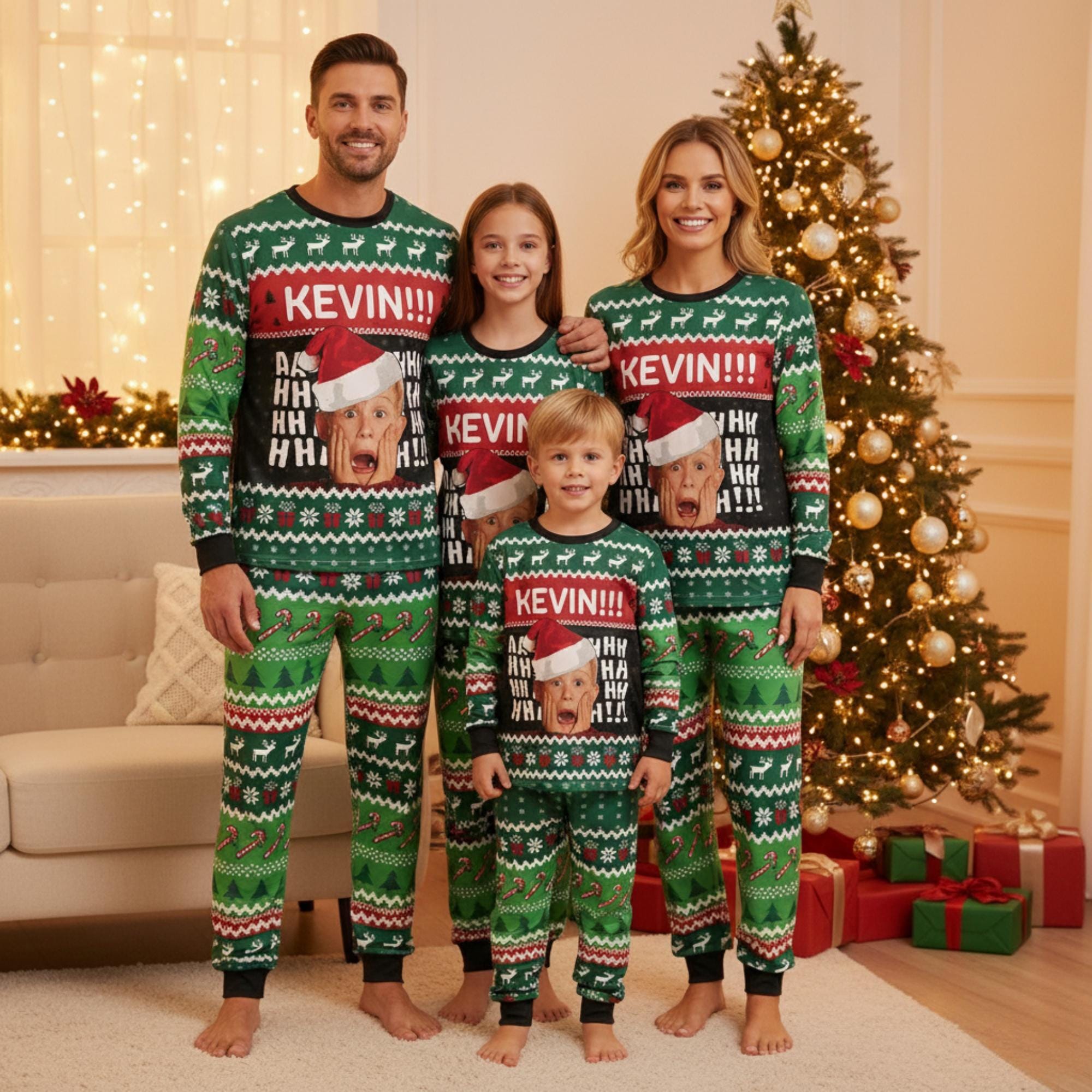 Maglioni Di Natale Famiglia Luminosi - Set Ugly Christmas Sweater Con Luci LED, Per Adulti E Bambini, Unisex