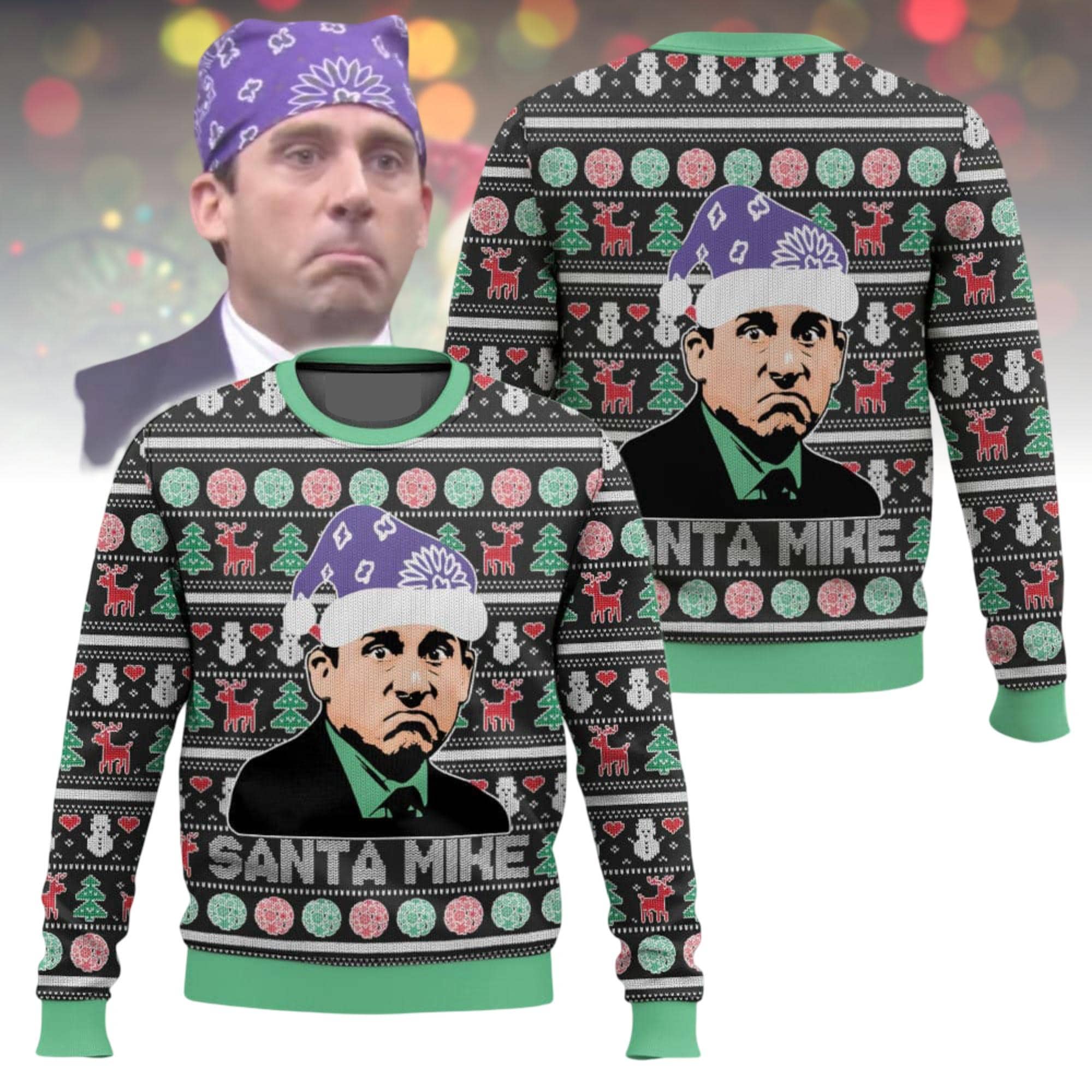Discover Office Santa Mike Ugly Christmas Sweater, Funny Xmas Sweater, TV Show Ugly Sweater, Holiday Party Gift