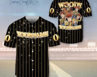 Camiseta de béisbol personalizada de Woody de Toy Story, camiseta deportiva de Buzz Lightyear, camiseta de béisbol de Disney, camiseta de Bullseye, camiseta de personaje de película