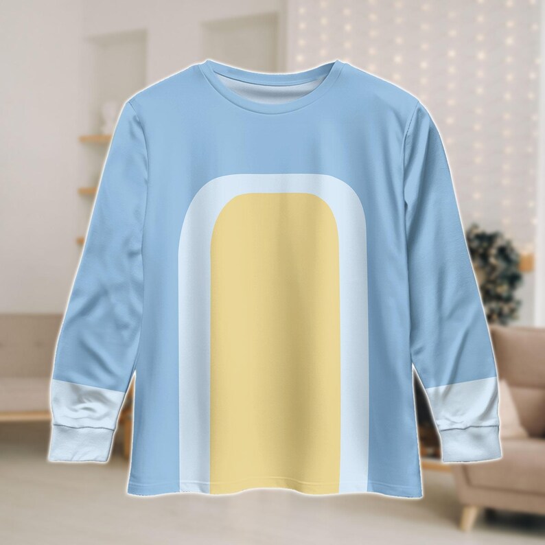 Blue Dog Cosplay Pajamas Set, Blue Dog Inspired Long Sleeve PJs, Cute Cartoon Sleepwear, Family Matching Loungewear, Christmas Gifts