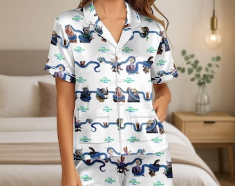 Pigiama corto in raso di Zootropolis, set pigiama dei cartoni animati, pigiama da film, pigiama in raso di Zootropolis, regalo di Natale