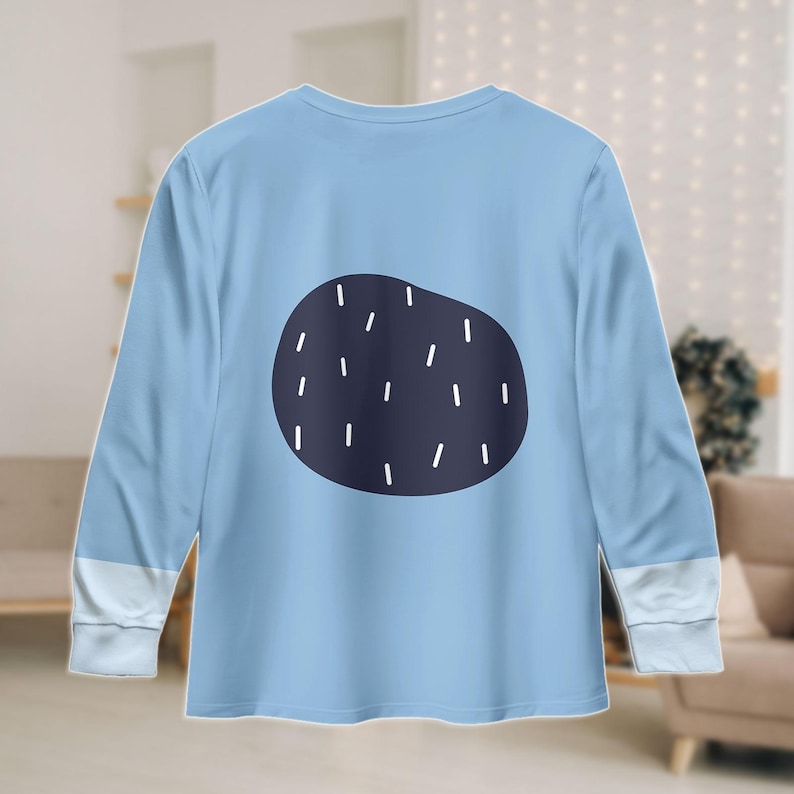 Blue Dog Cosplay Pajamas Set, Blue Dog Inspired Long Sleeve PJs, Cute Cartoon Sleepwear, Family Matching Loungewear, Christmas Gifts