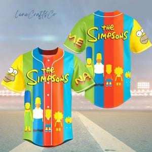 Custom The Simpsons Baseball Shirt, Sitcom Jersey, Cartoon TShirt, TV Show Merch, Bart Simpson Graphic Tee, Gift for Simpsons Fans