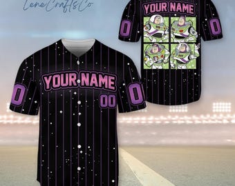 Camiseta de béisbol personalizada de Toy Story Buzz Lightyear, camiseta del equipo Disney Pixar, camiseta deportiva vintage de dibujos animados, camiseta de béisbol retro Disney