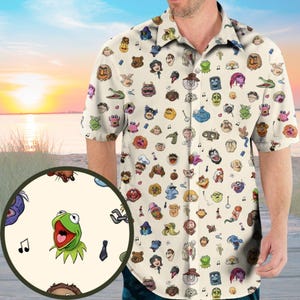 Muppets Hawaiihemd, Kermit Hawaiihemd, Muppet Show Hemd, Miss Piggy Hemd, Muppets Geschenk für Fans, Muppets Charaktere Hemd