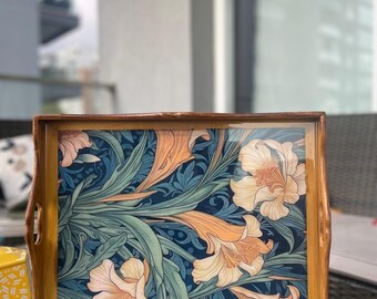 William Morris Wooden Tray With Handles | Decorative Serving Tray