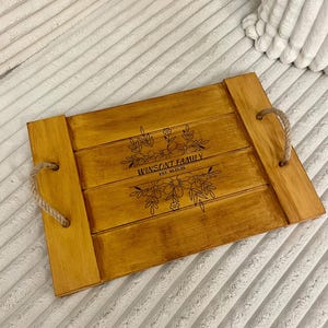 Personalized Wooden Tray | Serving Tray With Handles | Engraved Tray | Personalized Gift for Couple | Gift for Her | Housewarming Gift