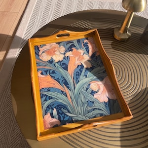 William Morris Wooden Tray With Handles | Serving Tray Handles | Gift For Her | Tea Tray With Handles | Decorative Tray | Housewarming Gift