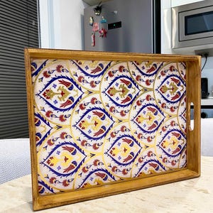 Wooden Serving Tray With Handles | Tray With Handles | Ottoman Tray | Gift For Her | Tea Tray Decorative Tray | Tray Decor