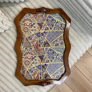 Wooden Tray With Handles | Serving Tray Handles | Ottoman Tray With Handles | Gift For Her | Tea Tray With Handles | Decorative Tray