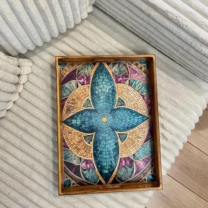 Handmade Wooden Anatolian Serving Tray with Epoxy Coating – Unique Housewarming Gift | Tray With Handles | Decorative Tray