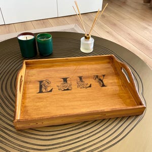 Personalized Wooden Serving Tray With Handles | Custom Engraved Epoxy Tray for Home Decor | Gift for Her | Housewarming Gift