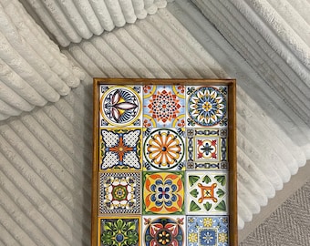 Turkish Tile Serving Tray: Handmade Ottoman Tray with Handles