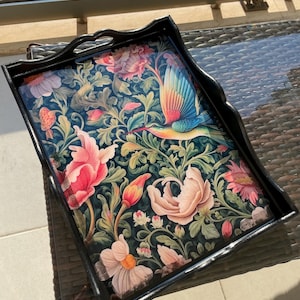 William Morris Wooden Tray With Handles | Serving Tray Handles | Gift For Her | Tea Tray With Handles | Decorative Tray | Housewarming Gift