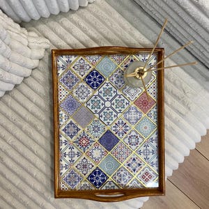 Wooden Serving Tray With Handles | Tray With Handles | Ottoman Tray | Gift For Her | Tea Tray Decorative Tray | Tray Decor
