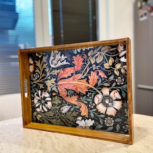 William Morris Wooden Tray With Handles | Serving Tray Handles | Gift For Her | Tea Tray With Handles | Decorative Tray | Ottoman Tray