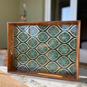 Wooden Serving Tray With Handles | Tray With Handles | Ottoman Tray | Gift For Her | Decorative Tray | Tray Decor | Wedding Gift