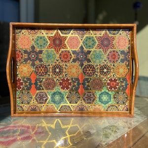 Wooden Tray With Handles | Serving Tray Handles | Ottoman Tray With Handles | Gift For Her | Tea Tray With Handles | Decorative Tray