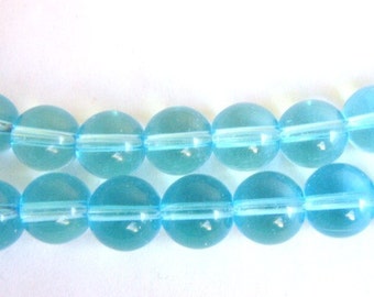 8mm Round Aqua Blue Transparent Glass Beads 40pc