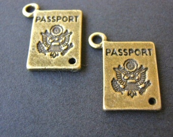 18x12mm Passport Charms Antique Bronze 10pc