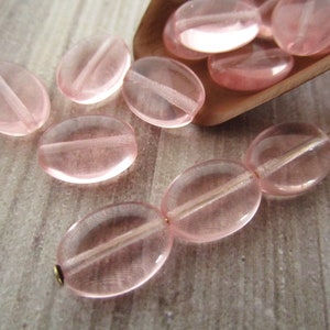 12x9mm Flat Oval Rose Pink Czech Glass Beads 20pc