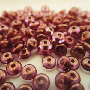 4mm Smooth Rondelle Spacer Lumi Amethyst Purple Czech Glass Beads 93pc