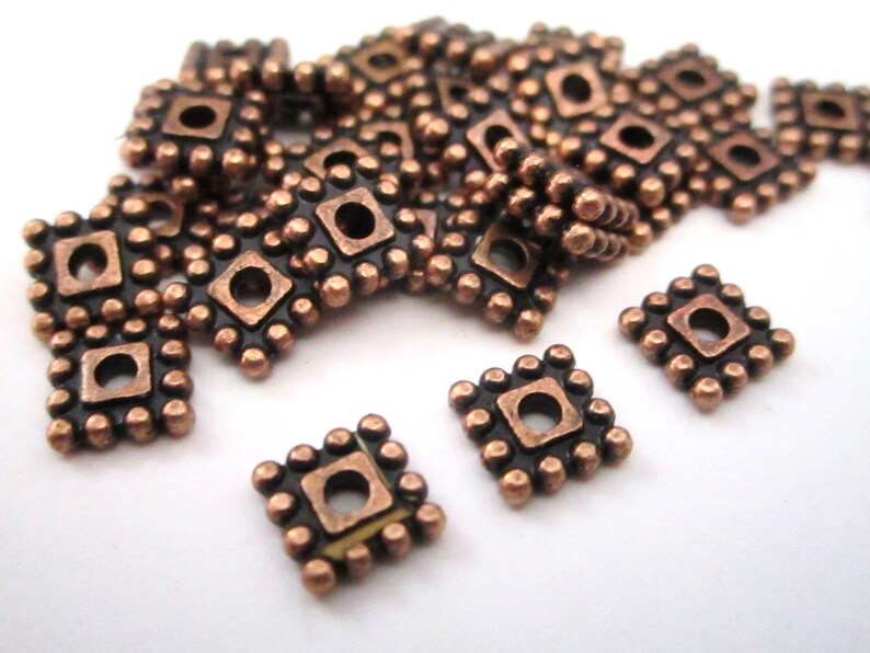 Metal Square Spacer Beads 7mm Antique Copper Finish 32pc Etsy