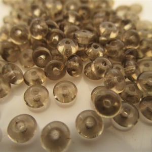 4mm Smooth Rondelle Spacer Black Diamond Gray Czech Glass Beads 100pc