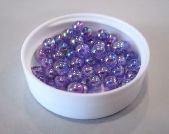 5mm Round Transparent Purple AB Acrylic Beads