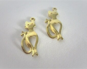 21mm Cat Charm Brass Minimalist Jewelry Supplies 20pc