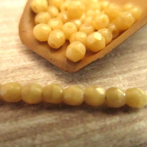 2mm Faceted Round Opaque Antique Beige Czech Glass Bead Fire Polished 50pc