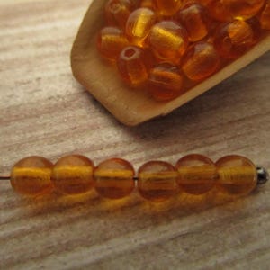 4mm Round Topaz Brown Czech Beads Pressed Glass 50pc
