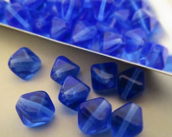 8mm Gladde Bicone Saffier Blauw tsjechische Glaskralen 25st