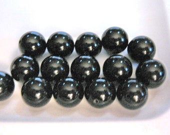 10mm Round Black Agate Gemstone Beads 25pc