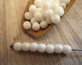 3mm Round Druk White Czech Beads Pressed Glass 100pc
