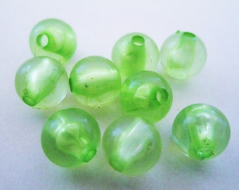 8mm Smooth Round Green Acrylic Beads 50pc