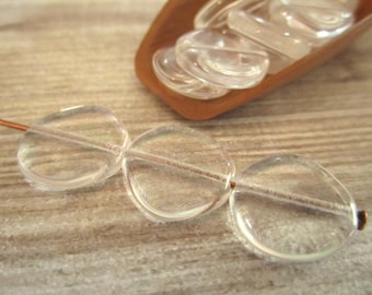 15mm Odd Coin Asymmetrical Crystal Clear Gray Czech Glass Beads 10pc