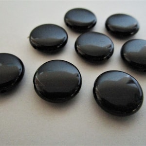 14mm Coin Black Flat Round Acrylic Beads 30pc