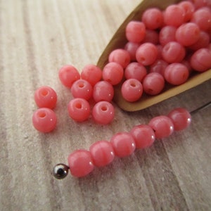 3mm Round Druk Opaque Pink Satin Czech Beads Pressed Glass 100pc